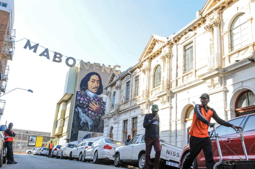 The neighborhood of Maboneng celebrates the arts with its many galleries and studios and music venues. Shown here is MOAD, an urban museum that specifically showcases African design work.