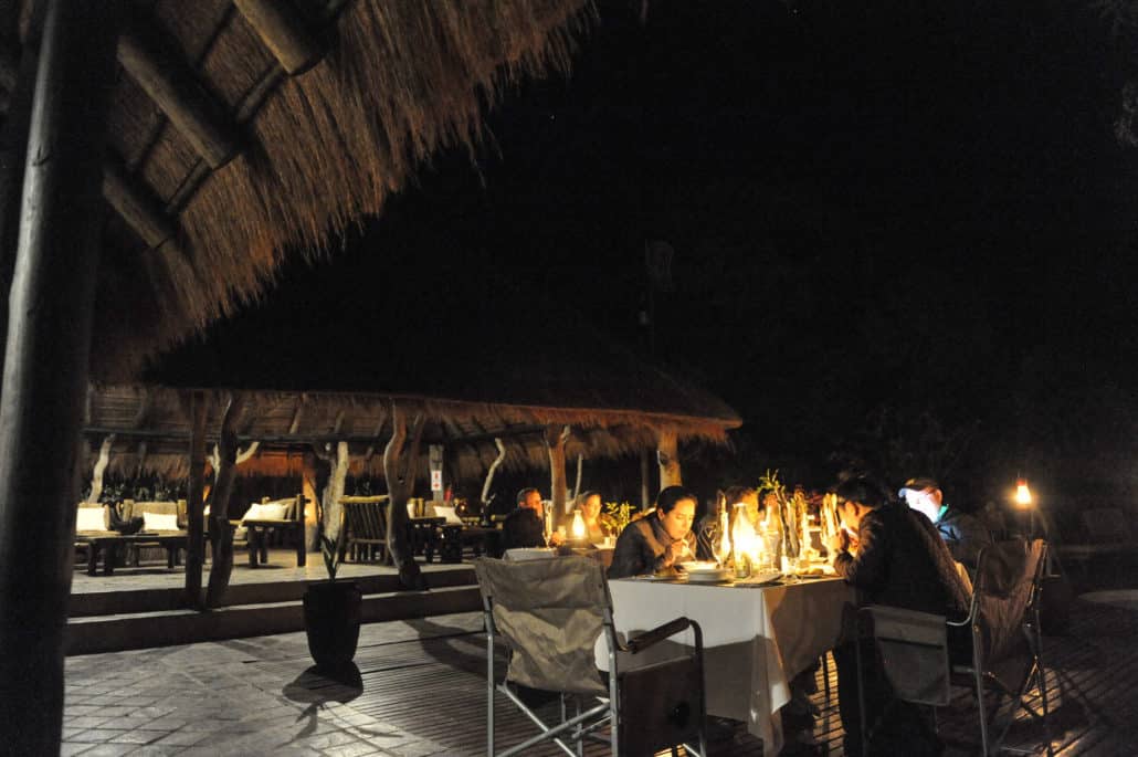 A warm meal is waiting for us when we return from our evening game drive