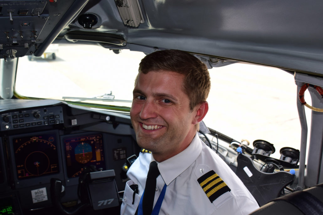 Pilot Spencer Marker in the cockpit
