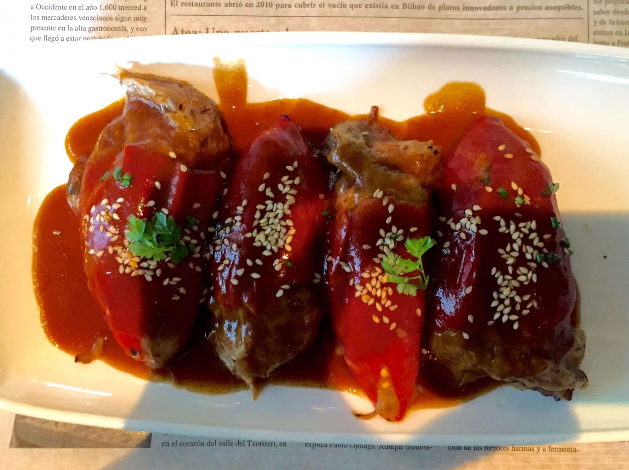 Oxtail-stuffed peppers at Atea in Bilbao