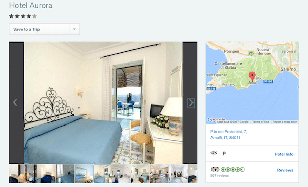 Hotel Aurora off the Amalfi Coast for 17k points