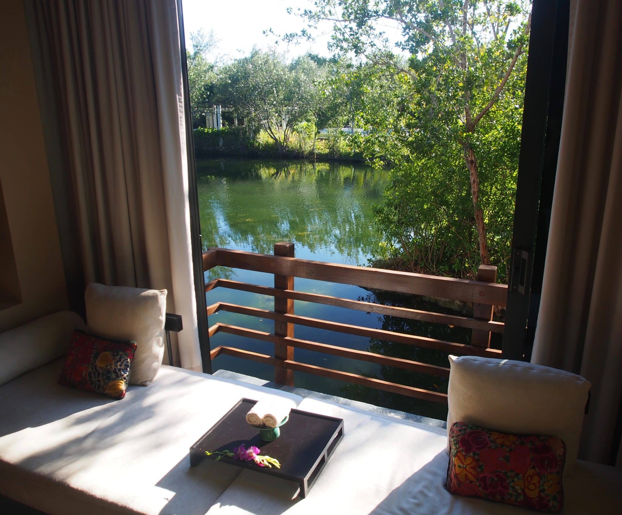 Get a massage in a private cabin on the water
