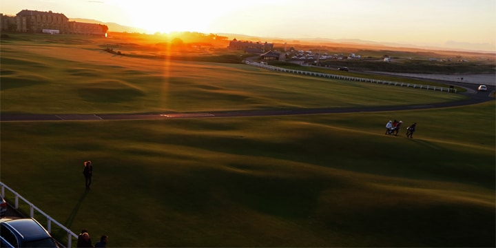 Sunset over the 18th hole of the Old Course, St. Andrews