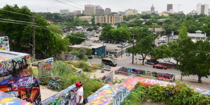 Graffiti Park and scenic view of downtown Austin (Credit: Caitlin Martin)