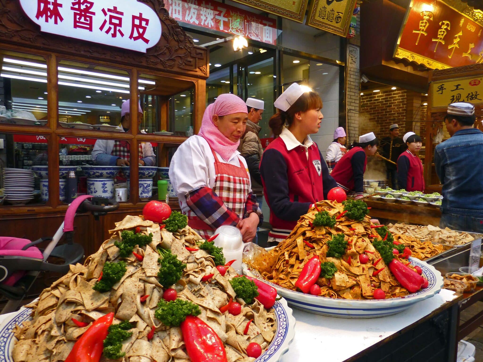 Food piled high
