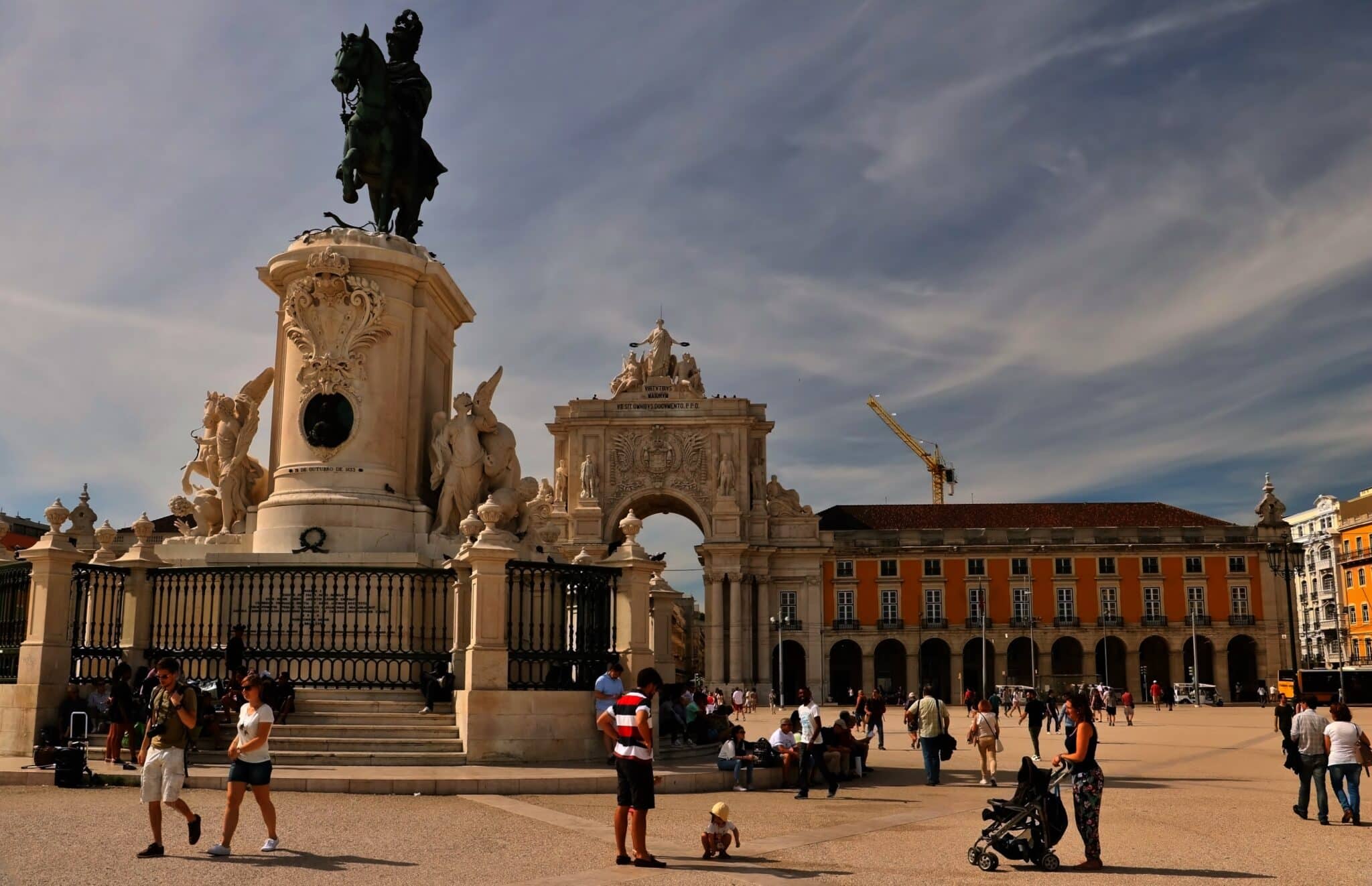 Praça do Comercio with statue of King Jose 1 in foreground