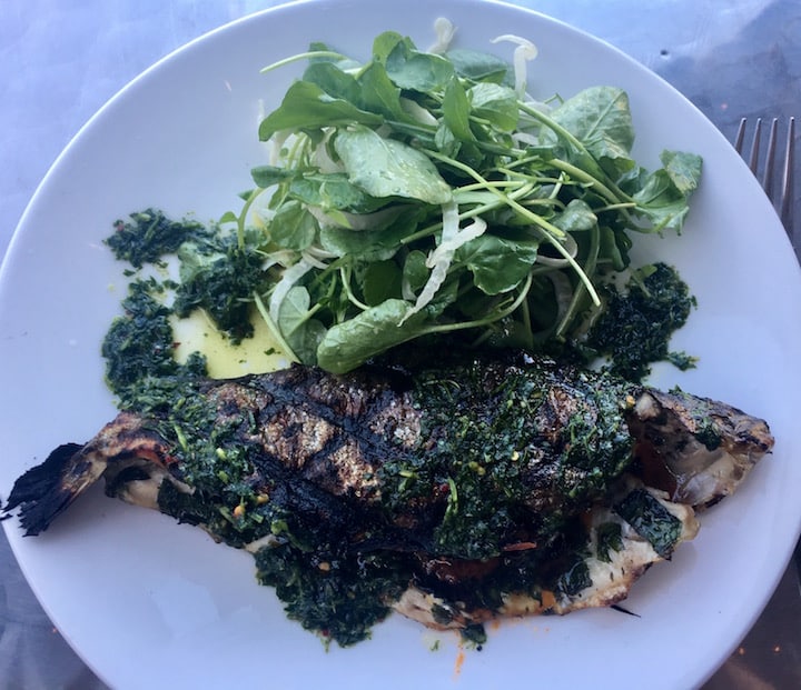 Truchas Yerba Buena-grilled whole trout at El Meze