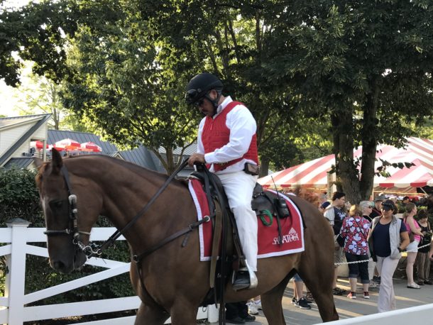 Saratoga jockey and horse about to ride