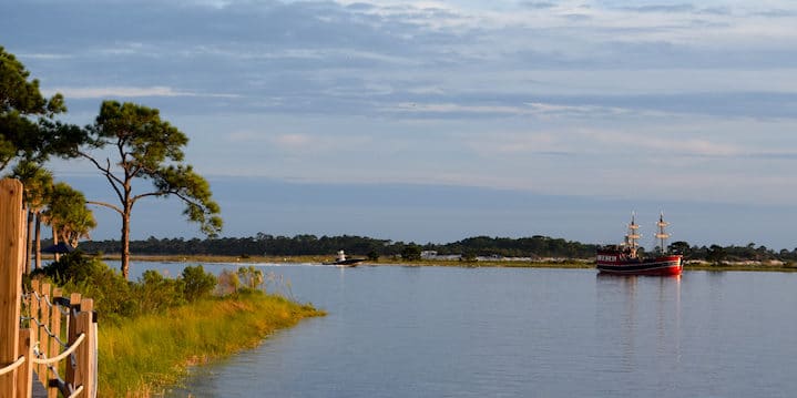 A pirate ship sails through St. Andrews Bay, sapphire preferred 80k offer
