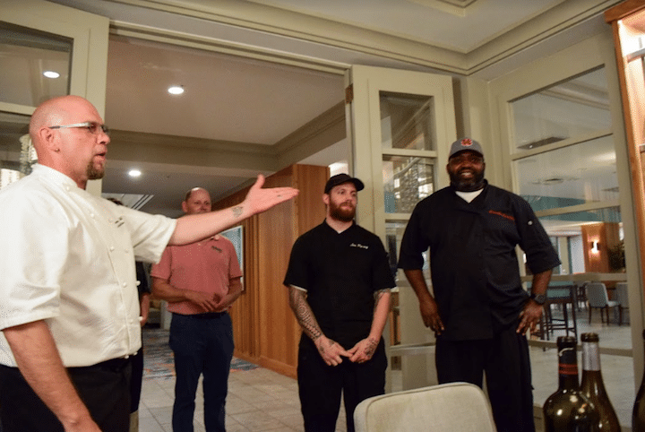 Chef Shane Miller and his kitchen staff at Tides