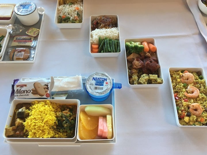 The food offered on the LAX-HKG route