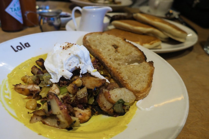 "Tom's Favorite Breakfast" with grilled octopus at Lola