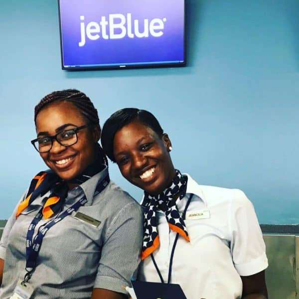 JetBlue girls at Provo airport in Turks and Caicos
