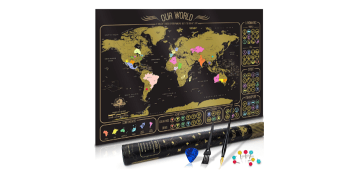 Track your travels with this scratch-off world map