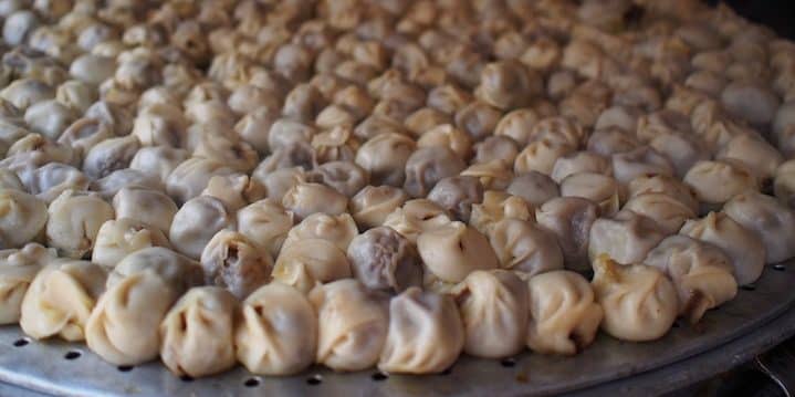 Steaming momos at Kathmandu's New Everest Momo Center