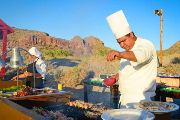 Dinner being prepared at the beach on our first night