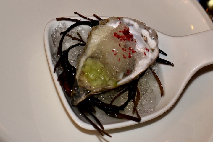 Chef Michael Mina's intriguing oysters with Limoncello granita at Cal Mare