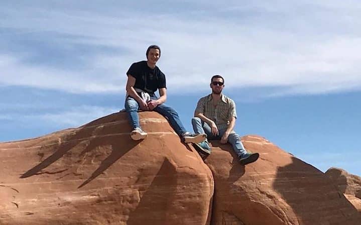 My friend Jason and I (left) atop a rock formation at the Toadstools