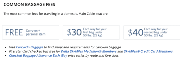 Delta Airlines Award Miles Chart