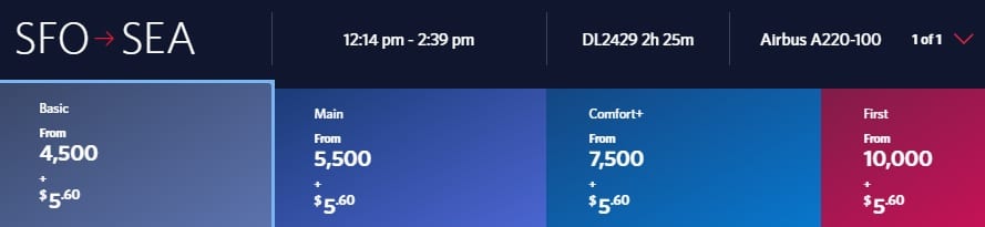 Delta Award Travel Mileage Chart