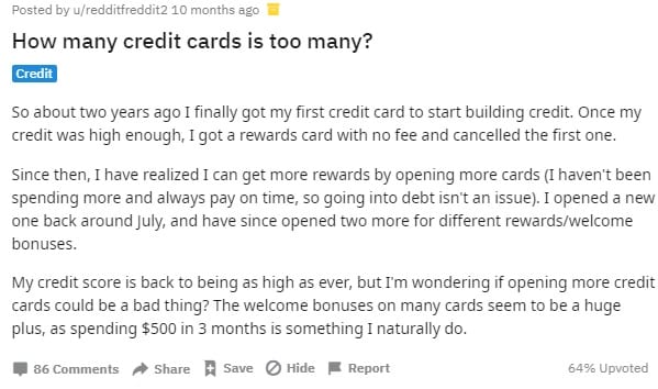 How many credit cards should I have reddit