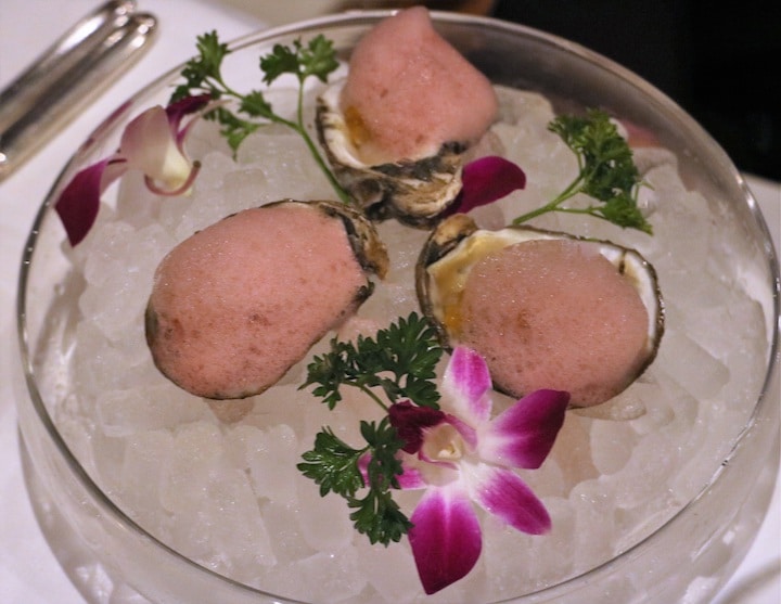Smoked and iced oysters appetizer at Steakhouse (Credit: Bill Rockwell)
